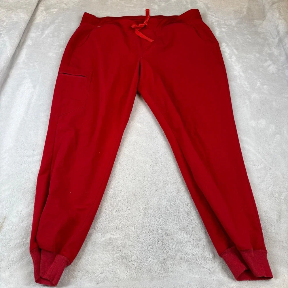 FIGS Technical Collection Red Scrub Jogger Pants Mens XXL FIONx Stretch Pockets‎
